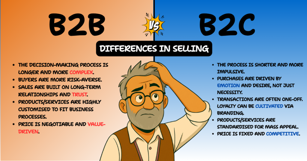 An image showing the importance of CRM in B2B and B2C markets